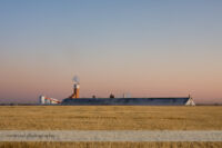 Rural Factory at Sunset