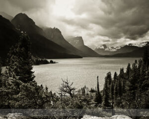 Saint Mary Lake as seen from Rising Sun on the Going-to-the-Sun