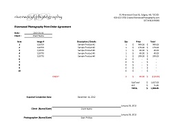 Riverwood Photography In Person Sales Order Sheet